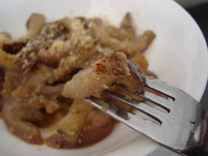 Fried Boiled Pericarp of Akebi Seasoned with Miso